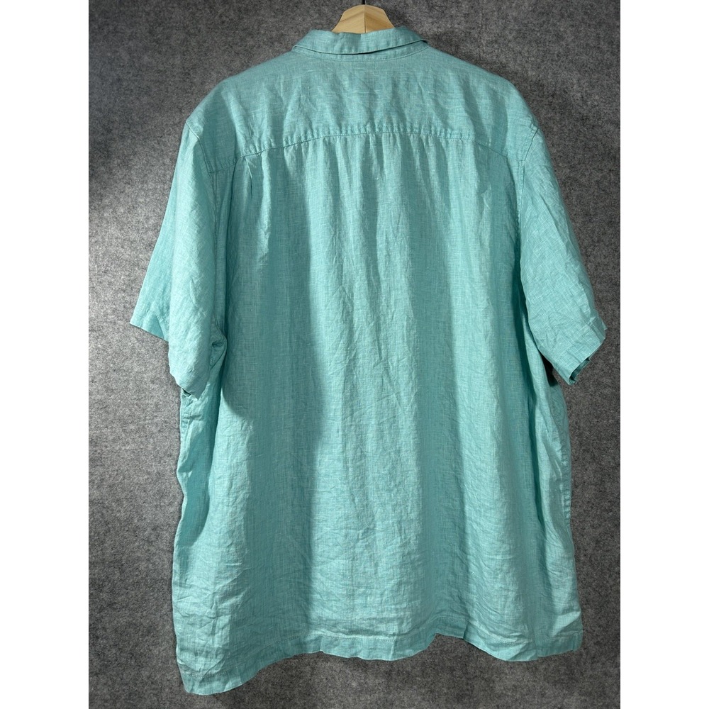 Tommy Bahama Men's 100% Linen Button Front Shirt Aqua Blue XXL Island Casual - Picture 3 of 7